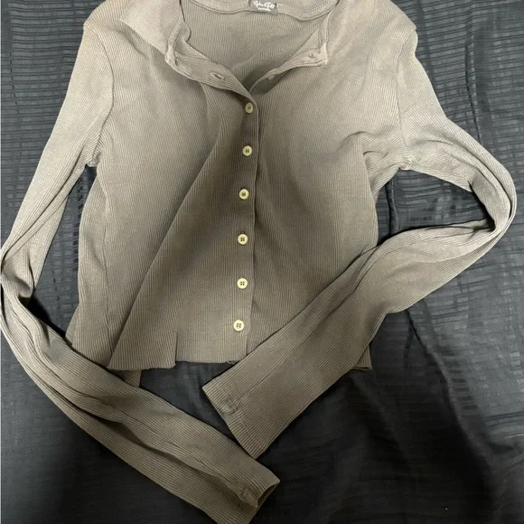 Blue Button-Up Ribbed Cardigan - Picture 1 of 3